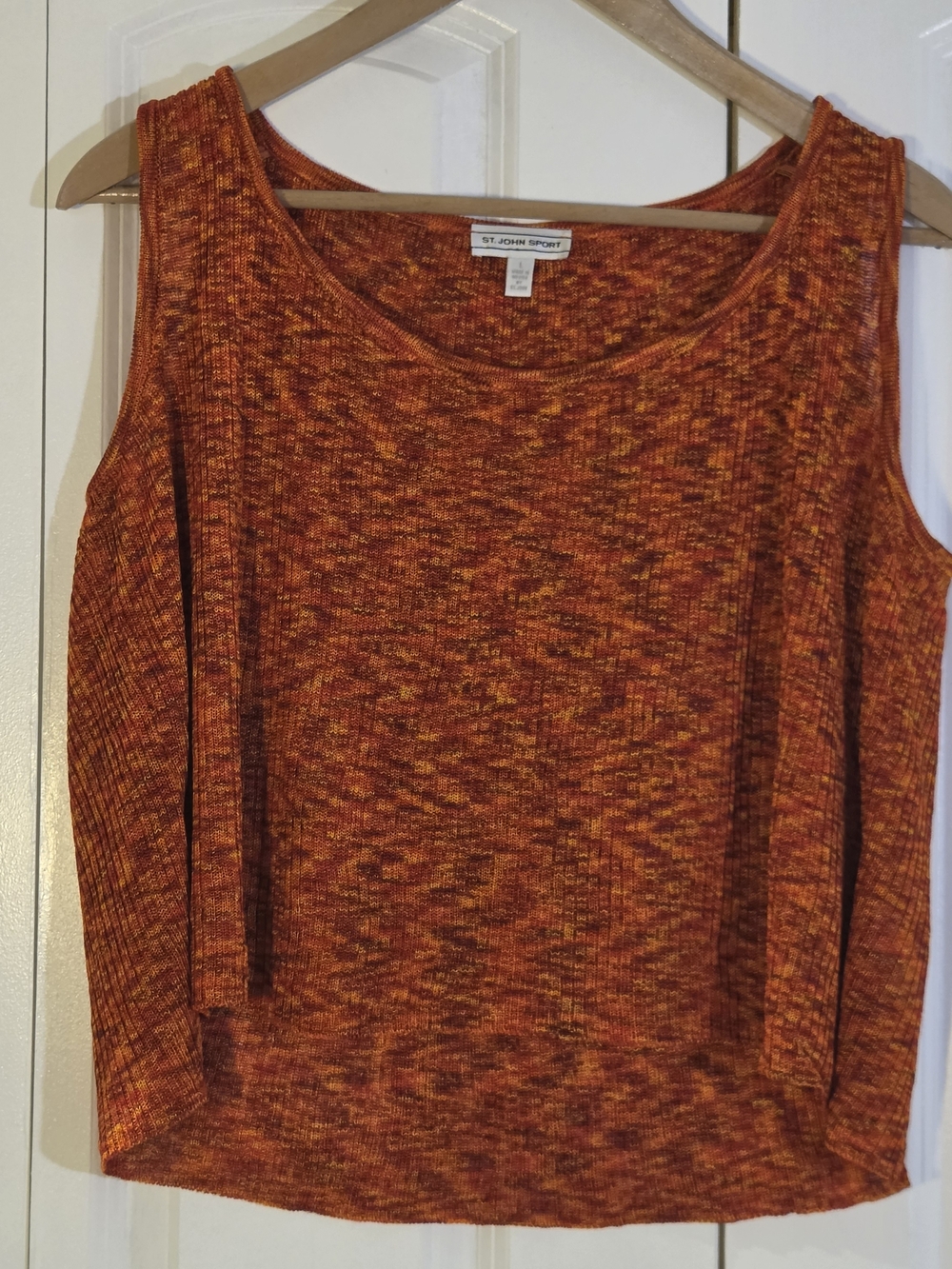 St. John Sport Sleeveless Knit Tank - Burnt Orange Multi